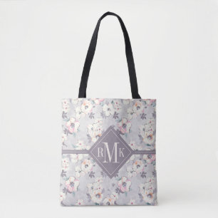 Mjukt rosa vattenfärgmönster för Monogram Tygkasse
