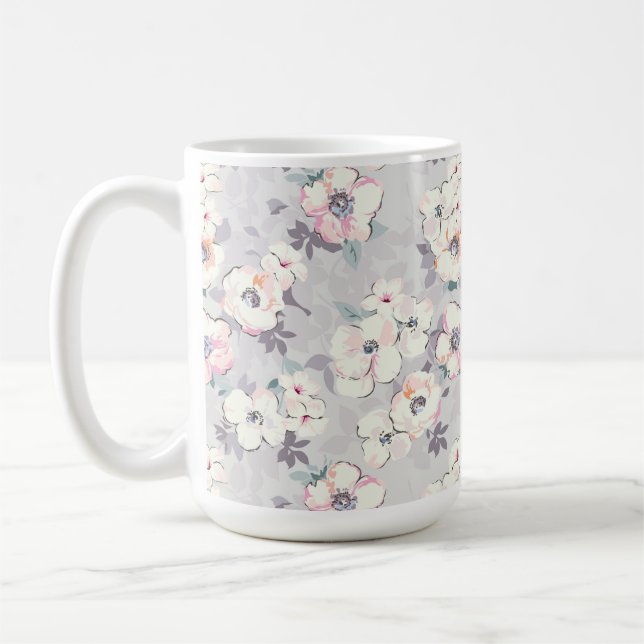 Mjukt rosa vattenfärgmönster kaffemugg (Vänster)