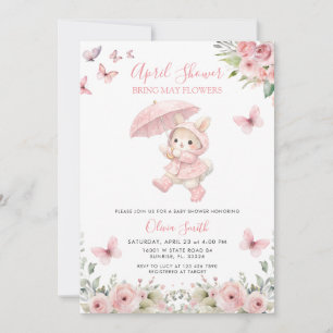 Mjukt rosablommigt april baby shower  inbjudningar