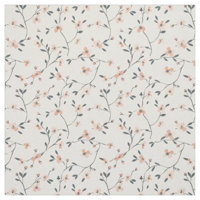 Mjukt rosablommigt vildblommigt vintage boho 70-ta tyg (Provkarta)