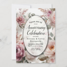 Mjukt Rosafärgad Blommig Peony och Ros Serenad Inbjudningar