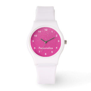 Mjukt rosaglittertryck armbandsur