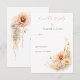 Mjukt Rosenskära Poppy Elegant Redaktionell Bröllo OSA Kort