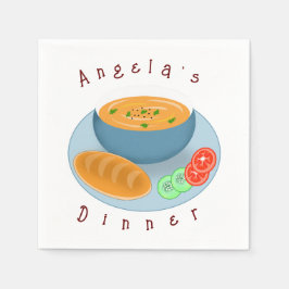 Mjukt Soppa med Bröd och grönsaker Pappersservett