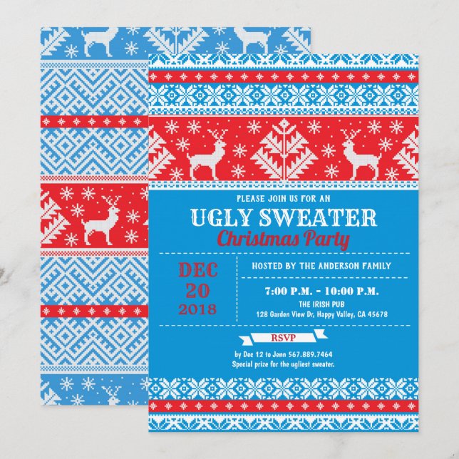 Mjukt sötare jul party rener Julafton träd Inbjudningar (Fram/baksida)