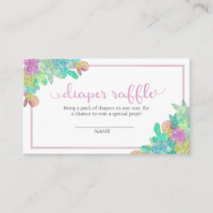 Mjukt succult & Cacti Girl Diaper Raffle Card Tilläggskort