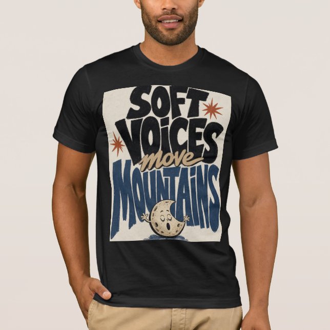 Mjukt Tal Flyttar Berg Inspirerande Typografi T Shirt (Framsida)