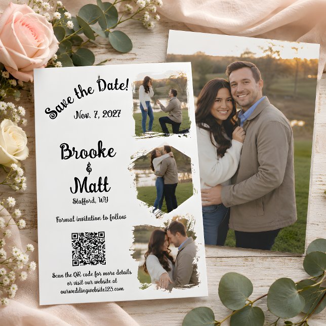 Mjukt talande rustik blomkort för Save the Dates Spara Datumet (Softly Spoken Rustic Floral Save the Date Card)