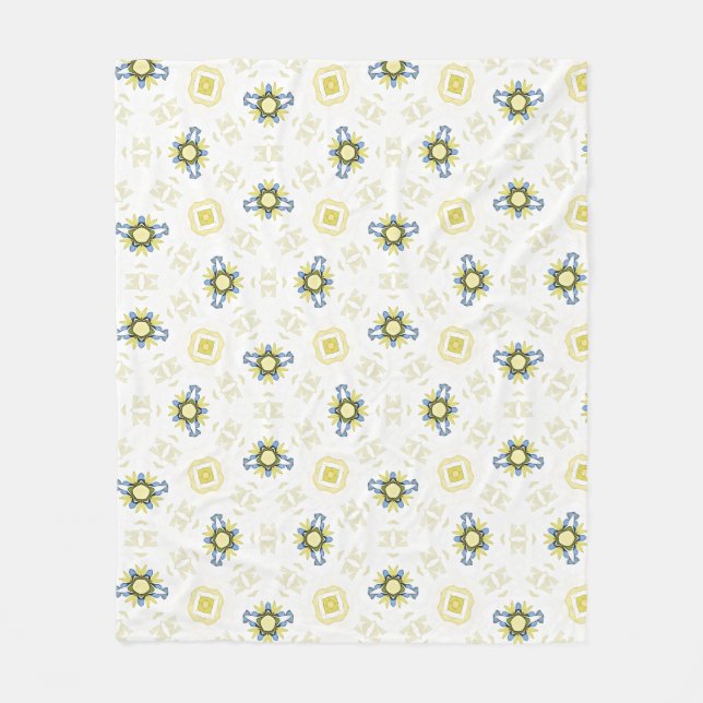 Mjukt Vattenfärg Blommigt Kakel Mönster Fleecefilt (Framsidan)