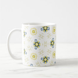 Mjukt Vattenfärg Blommigt Kakel Mönster Kaffemugg