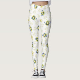 Mjukt Vattenfärg Blommigt Kakel Mönster Leggings
