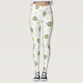 Mjukt Vattenfärg Blommigt Kakel Mönster Leggings
