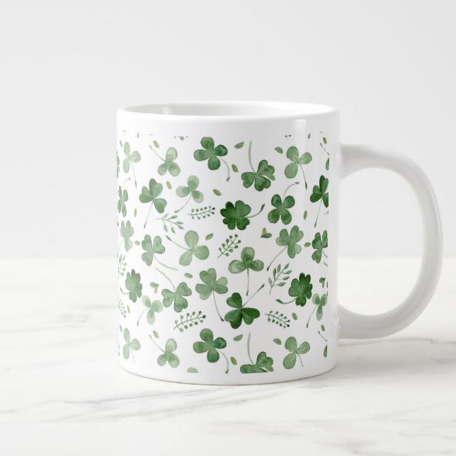 Mjukt vattenfärg Shamrock Mönster Jumbo Mugg (Höger)