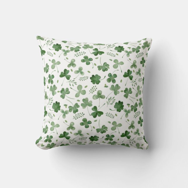 Mjukt vattenfärgShamrockmönster Kudde (Framsida)