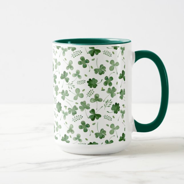Mjukt vattenfärgShamrockmönster Mugg (Höger)