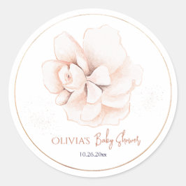 Mjukt vilda blommor Modern baby shower-inbjudan Runt Klistermärke