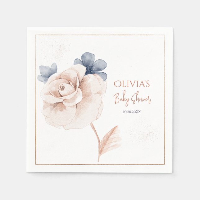 Mjukt vilda blommor Modernt bebisfest-inbjudan Pappersservett (Framsidan)