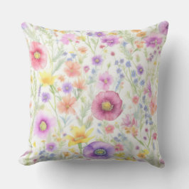 mjukt vildblommotiv i pastellfärger kudde
