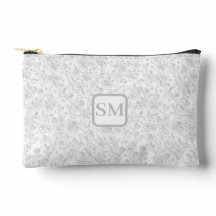 Mjukt Vitt Grått Blommigt Monogram