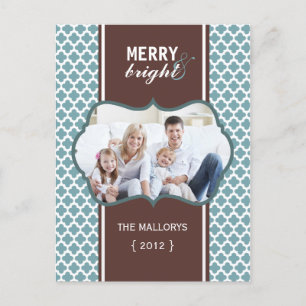 Mjukt vykort för merry och Bright Blue Quatrefoil