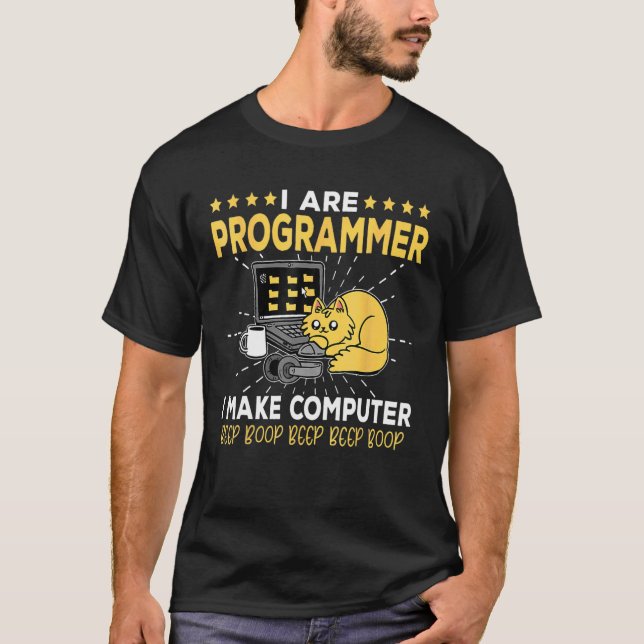 Mjukvaruingenjör Orange Katt Programmerare Gör Dat T Shirt (Framsida)