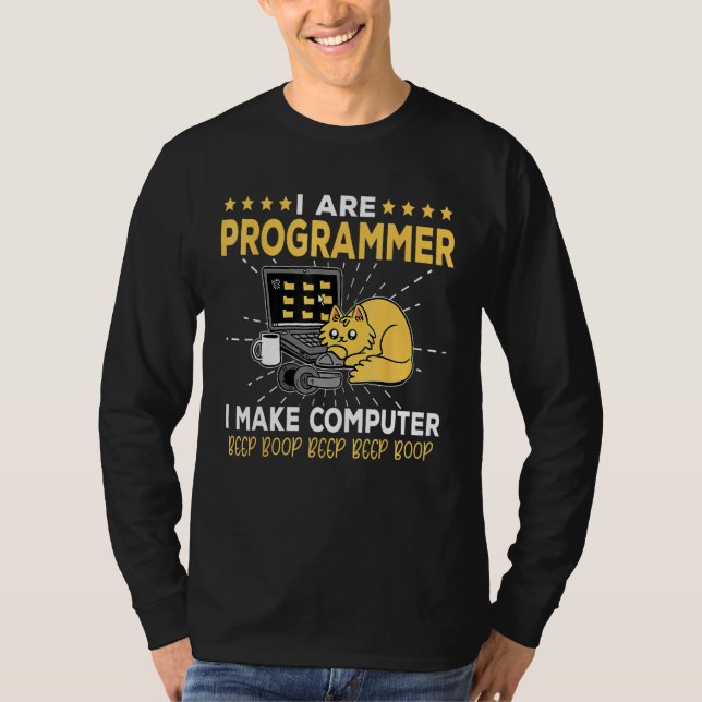 Mjukvaruingenjör Orange Katt Programmerare Gör Dat T Shirt (Framsida)