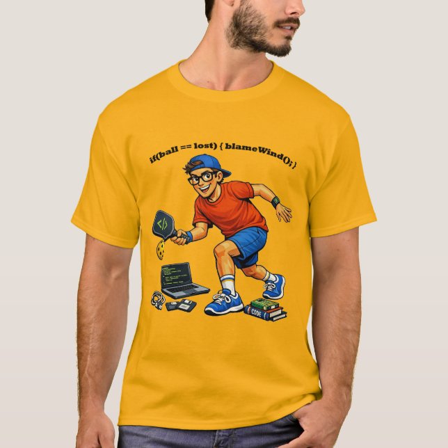 Mjukvaruingenjör som spelar Pickleball med paddel T Shirt (Framsida)