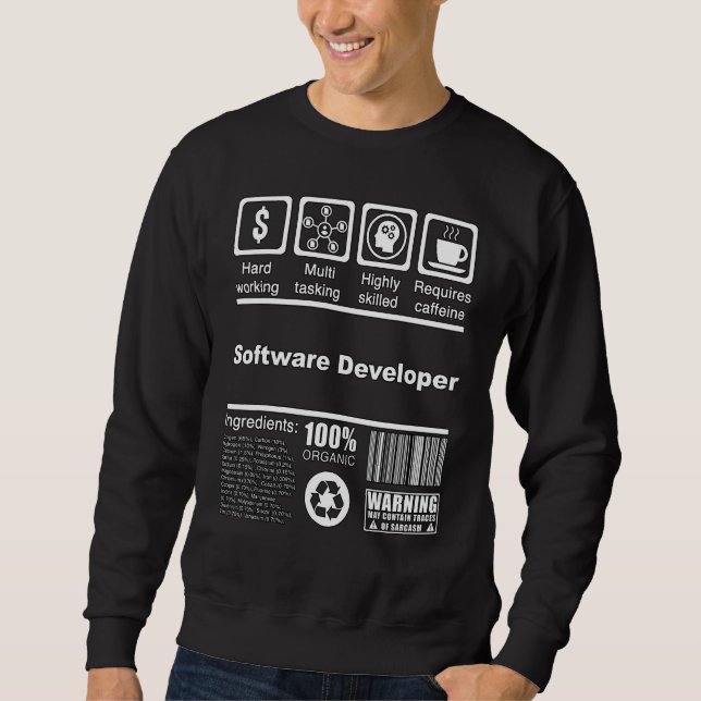 Mjukvaruutvecklare  Näringsfakta  Programmerare Lång Ärmad Tröja (Framsida)