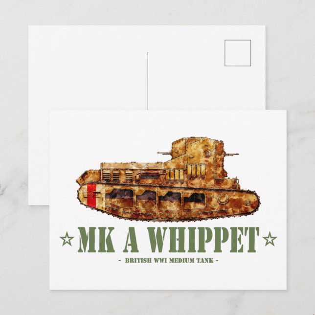 MK A-Världskrig Ett brittiskt medium-Tank WWI Vykort (Fram/baksida)