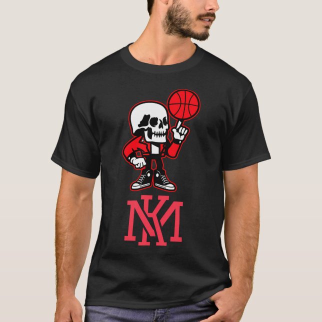 Mk Graffiti Skull Head Basketball Player T Shirt (Framsida)