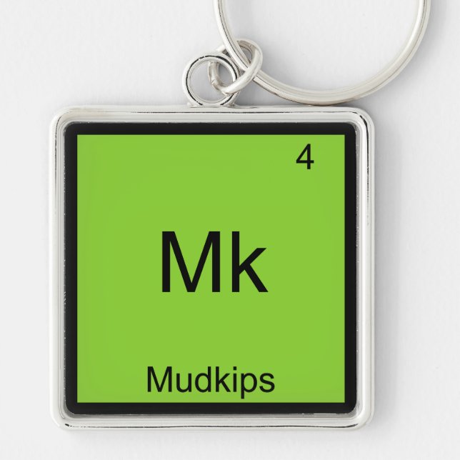 Mk - Mudkips Roligt Kemielement Meme T-Shirt Fyrkantig Silverfärgad Nyckelring (Framsidan)