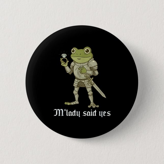 M'lady Said Yes Funny Frog Couple Matching  Knapp (Framsida)