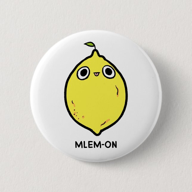 Mlem-on Funny Lemon Fruit Pun Button Pin Knapp (Framsida)