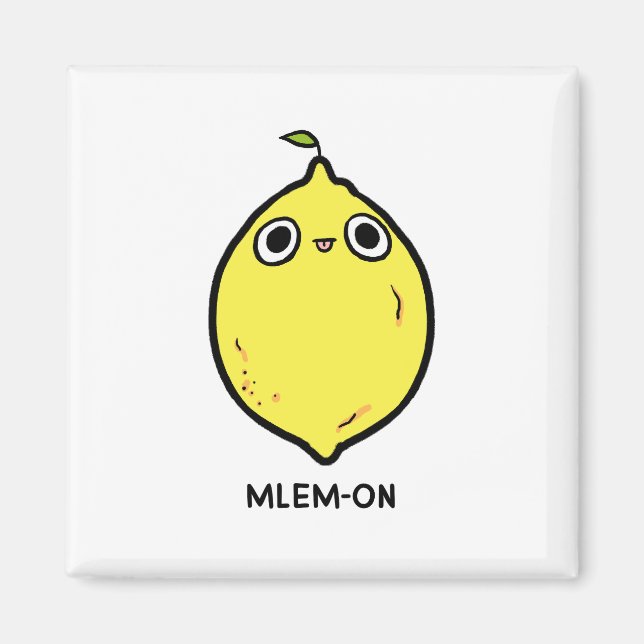 Mlem-on Funny Lemon Fruit Pun Magnet (Framsidan)