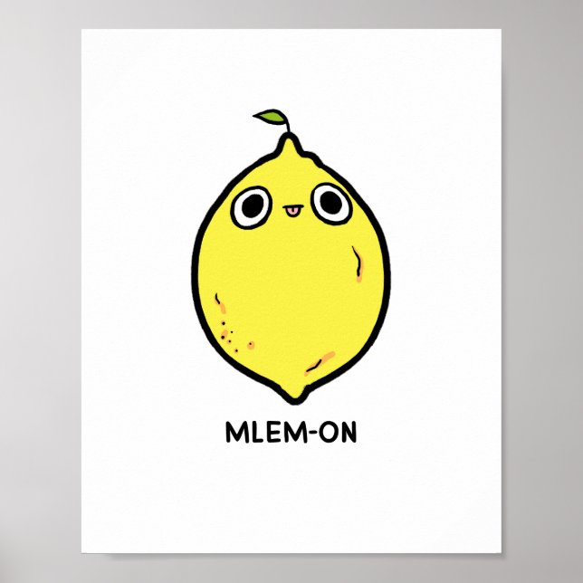 Mlem-on Funny Lemon Fruit Pun Poster (Framsidan)