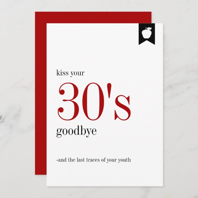 Mlestone Birthday 30års födelsedag Card Inbjudningar (Fram/baksida)