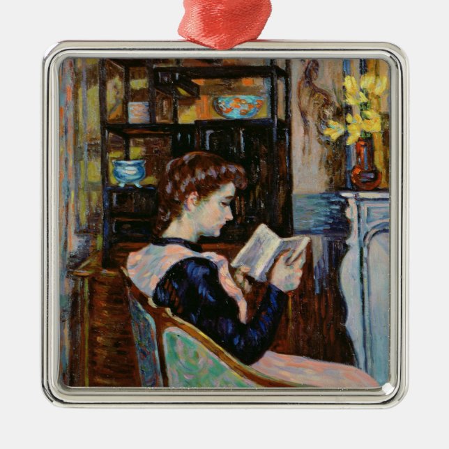 Mlle. Guillaumin läsning, 1907 Julgransprydnad Metall (Framsidan)
