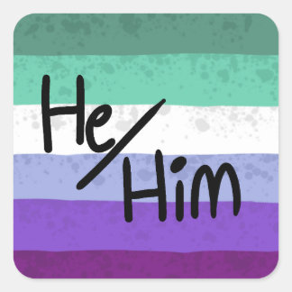 mlm gay han/honom pronomen dekal fyrkantigt klistermärke