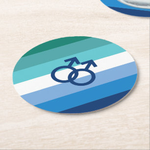 MLM Gay Male Pride Flagga Underlägg Papper Rund