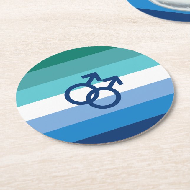 MLM Gay Male Pride Flagga Underlägg Papper Rund (Vinklad)