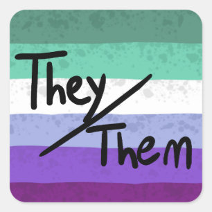 mlm gay they/them pronomen dekal fyrkantigt klistermärke