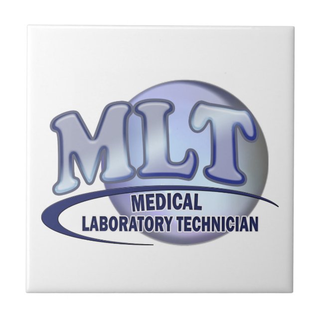 MLT FunBlue-LOGOTYP - MEDICINSK LABORATORIETEKNIKE Kakelplatta (Framsidan)