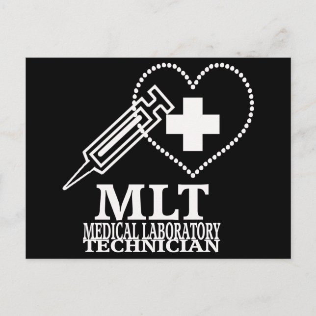 MLT-HJÄRTA SPRUTA MEDICINSK LAB-LOGOTYP VYKORT (Framsida)