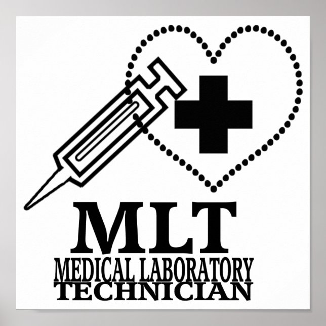 MLT-HJÄRTAT SPRUTA MEDICINSK LABORATORIETECH-LOGOT POSTER (Framsidan)