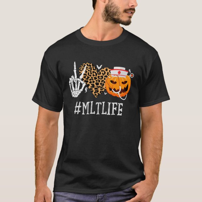MLT Medicinsk Laboratory Technician Peace Kärlek P T Shirt (Framsida)