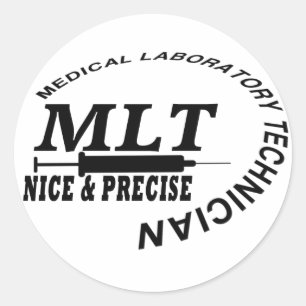 MLT SLOGAN NICE OCH PRECISKT LAB TECH RUNT KLISTERMÄRKE