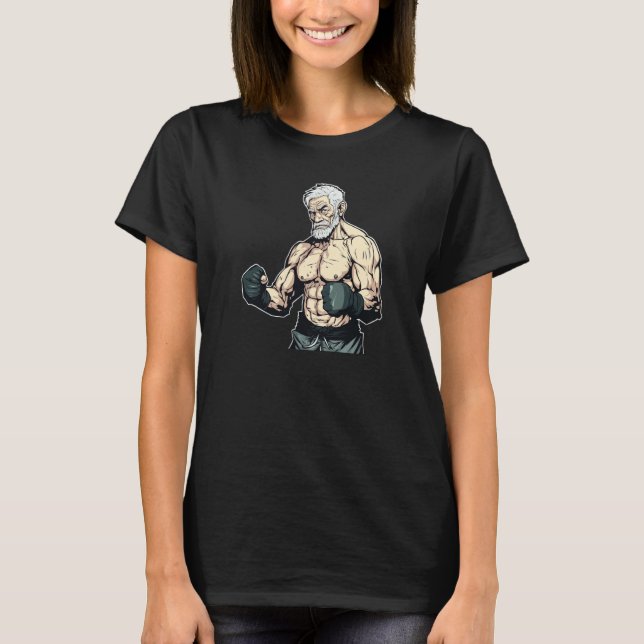 MMA Bearded Old Men Cage Fighter Free Fighting Fat T Shirt (Framsida)