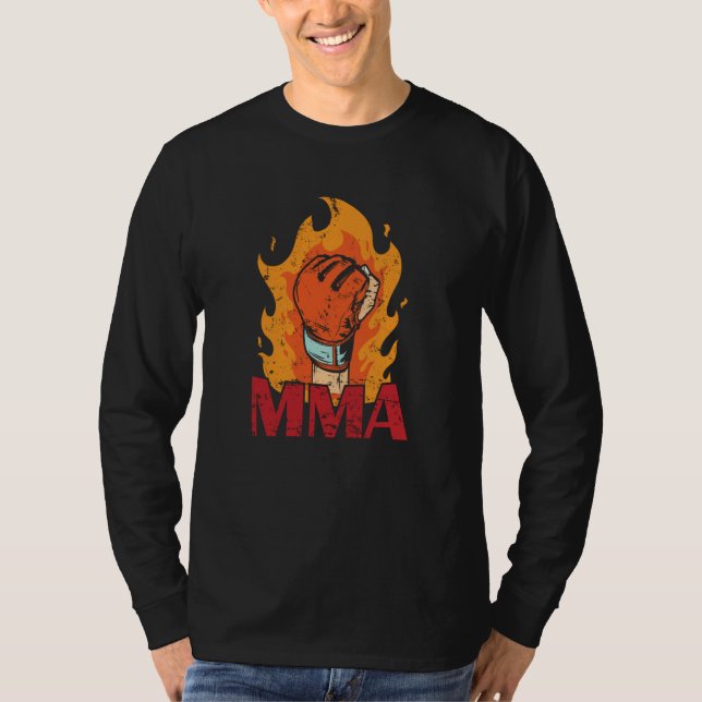 MMA brinnande boxnings handske med eld T Shirt (Framsida)