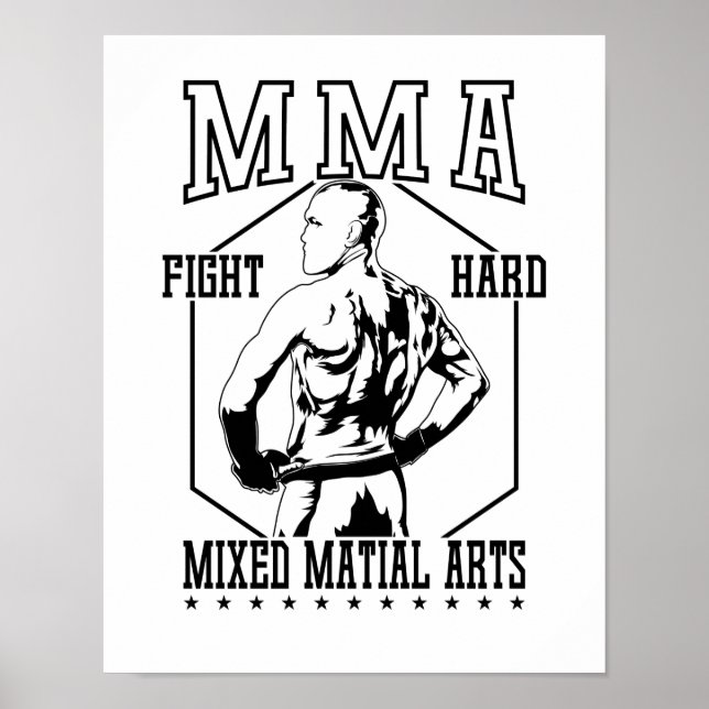 MMA "Fight Hard" Kämpfer Poster (Framsidan)