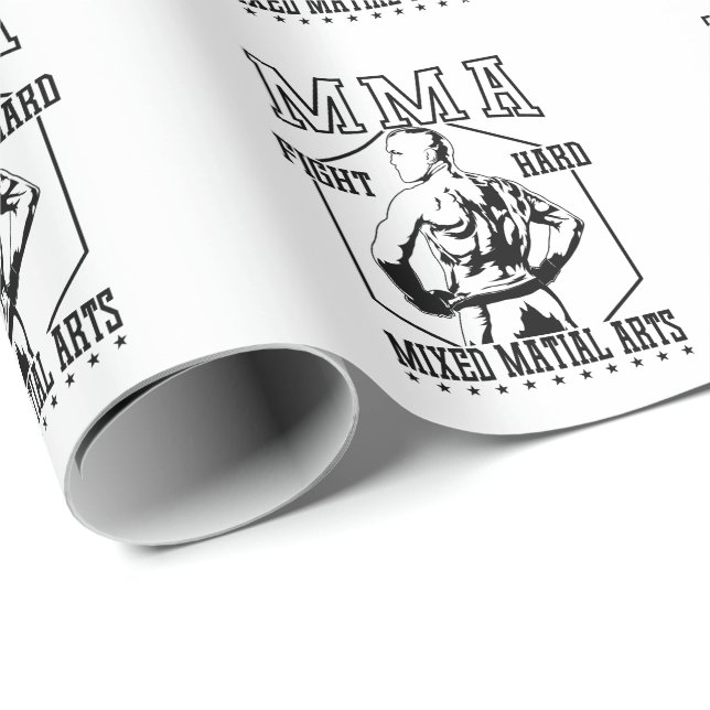 MMA "Fight Hard" Kämpfer Presentpapper (Rullad Hörn)